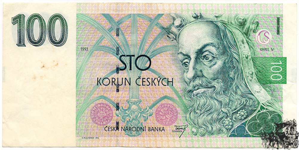 100 Kronen 1993 - Tschechien - Präfix A - sehr schön